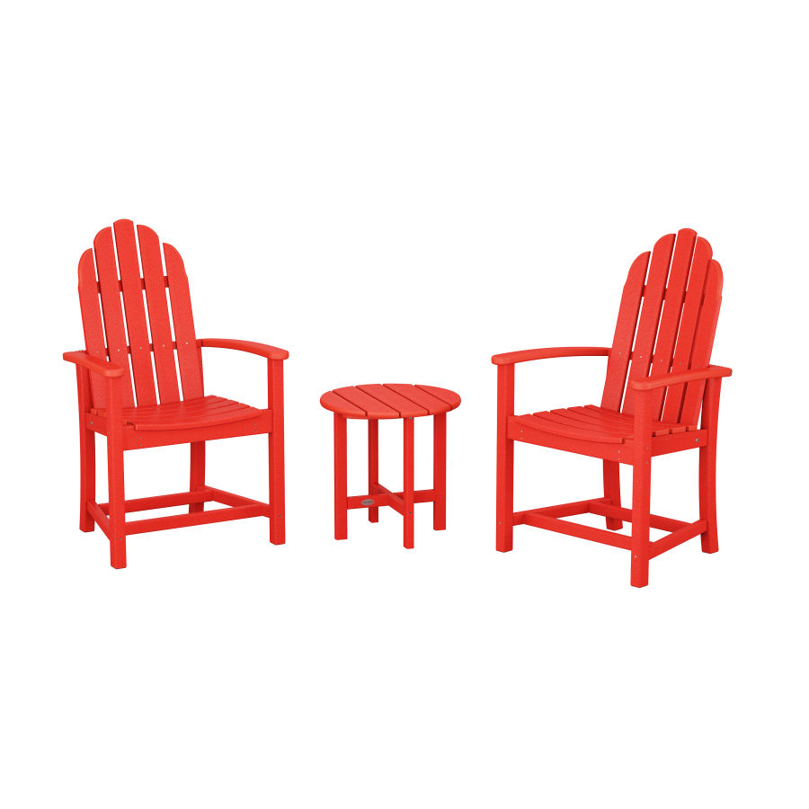 POLYWOOD Classic 3-Piece Upright Adirondack Chair Set in Sunset Red