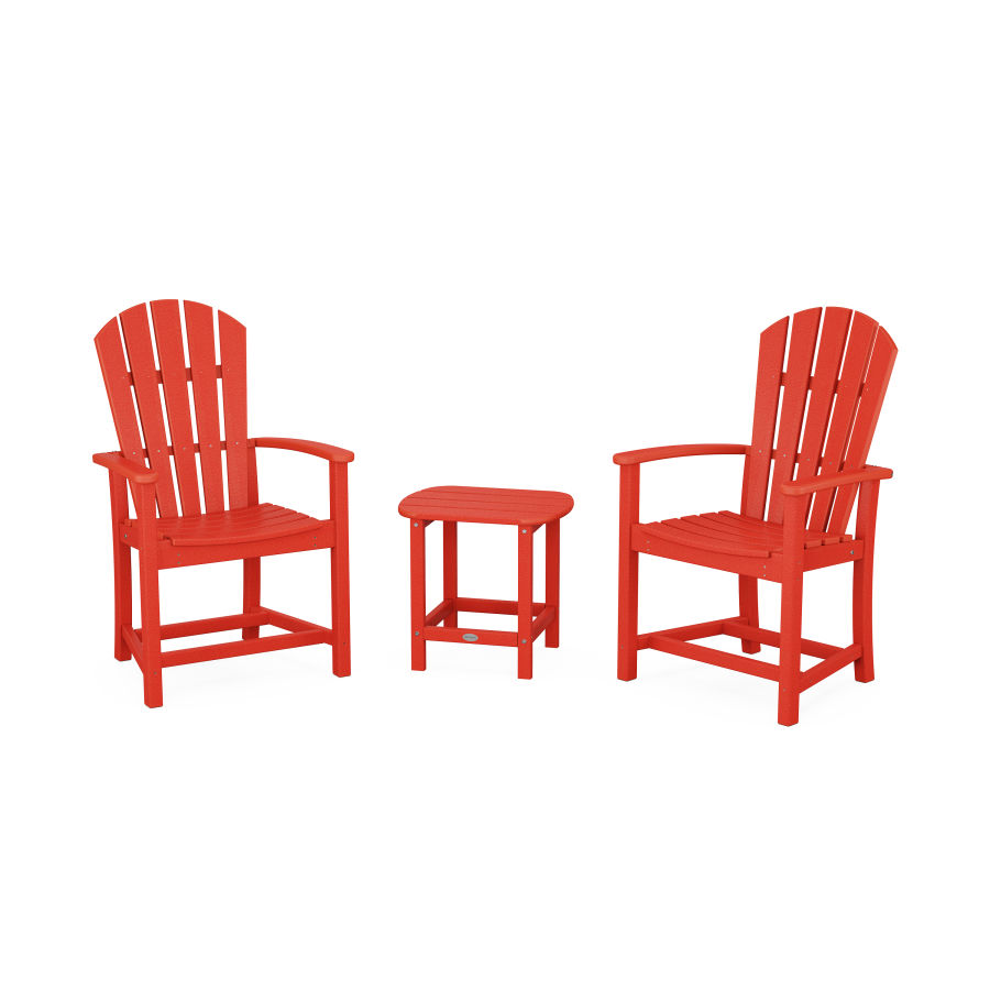 POLYWOOD Palm Coast 3-Piece Upright Adirondack Chair Set in Sunset Red