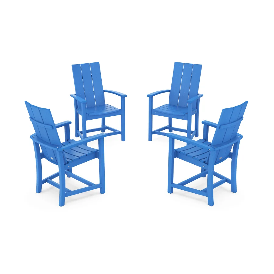 POLYWOOD Modern 4-Piece Upright Adirondack Conversation Set in Pacific Blue