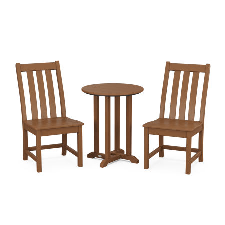 Vineyard Side Chair 3-Piece Round Dining Set in Teak