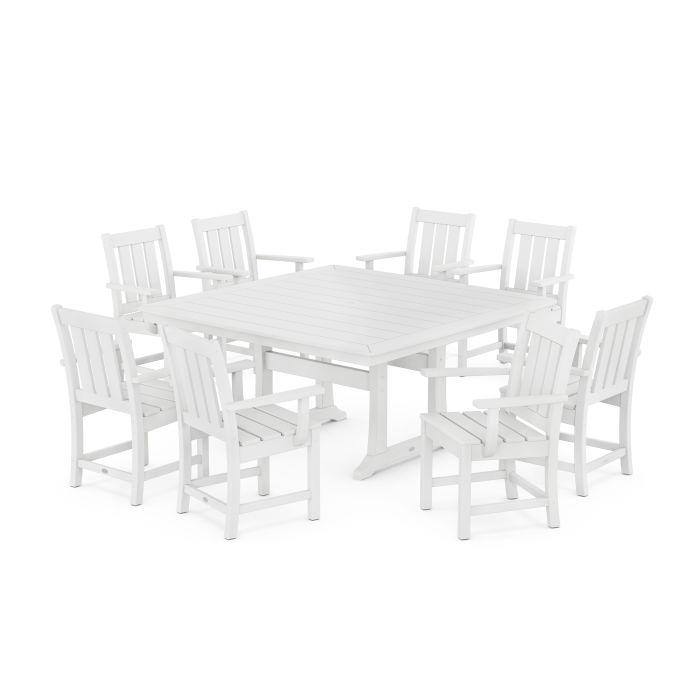 POLYWOOD Oxford 9-Piece Square Dining Set with Trestle Legs