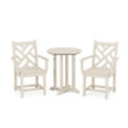Chippendale 3-Piece Round Dining Set in Sand