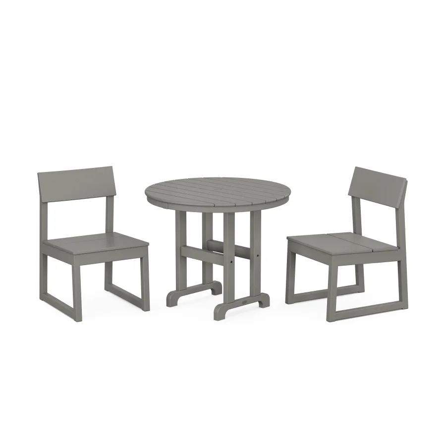 POLYWOOD EDGE Side Chair 3-Piece Round Dining Set