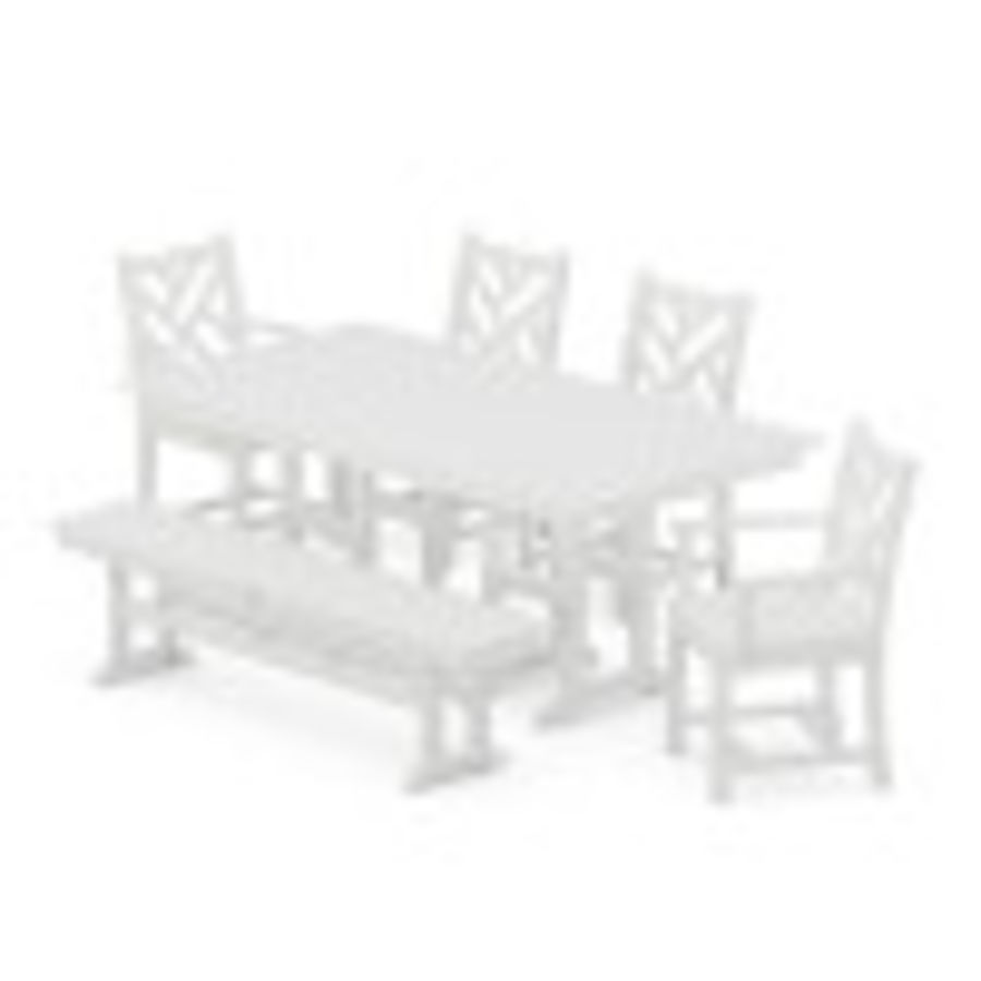 POLYWOOD Chippendale 6-Piece Farmhouse Dining Set in White