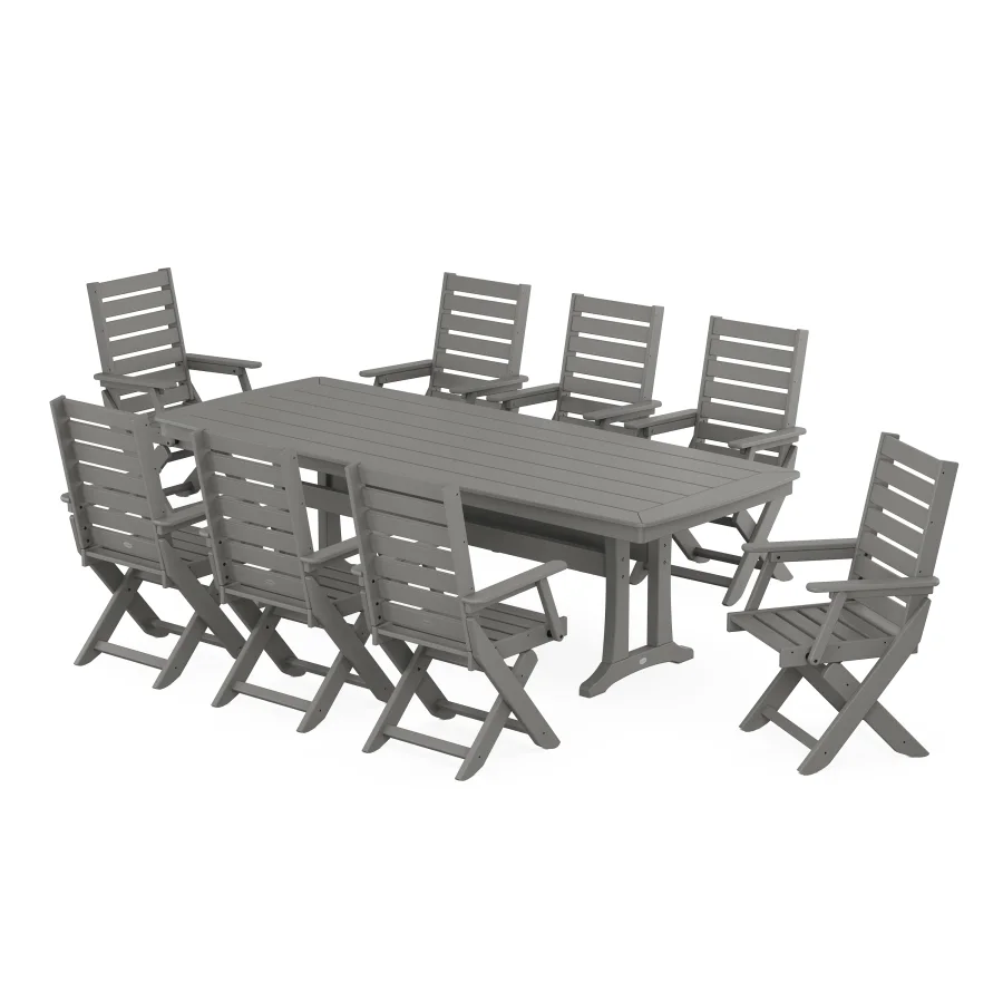 POLYWOOD Captain 9-Piece Dining Set with Trestle Legs