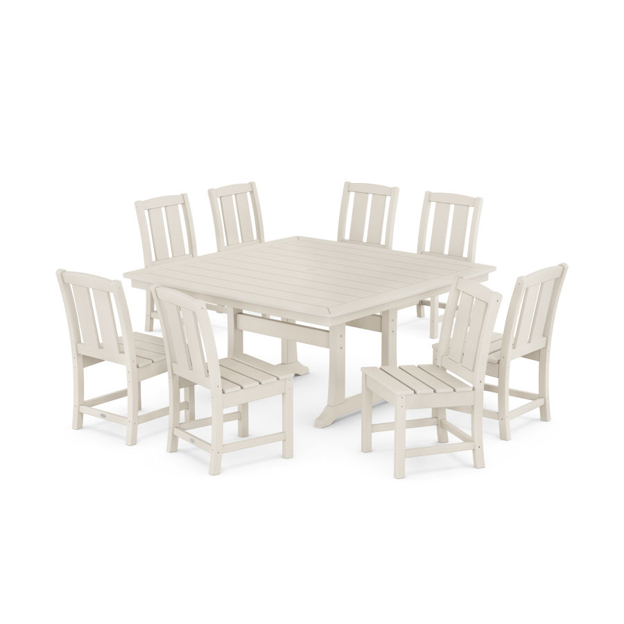 POLYWOOD Mission Side Chair 9-Piece Square Dining Set with Trestle Legs in Sand
