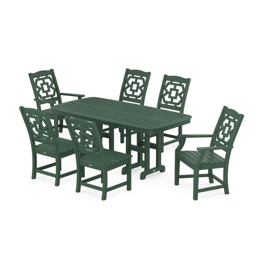 POLYWOOD Chinoiserie 7-Piece Dining Set in Green
