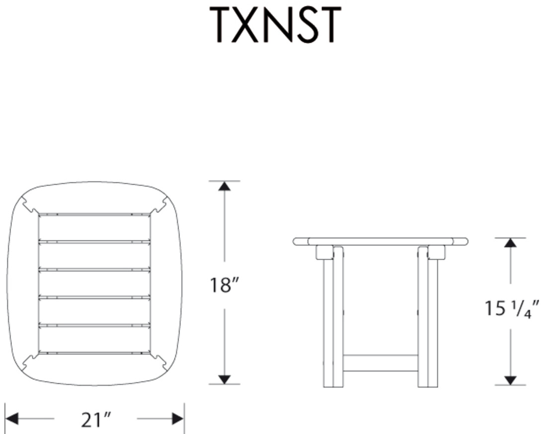 Dimensions for Yacht Club 21" x 18" Side Table