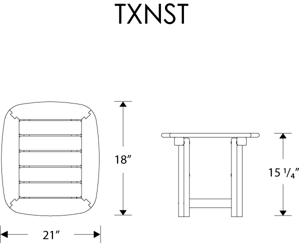 Dimensions for Yacht Club 21" x 18" Side Table