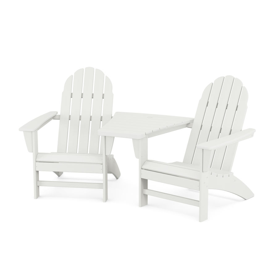 POLYWOOD Vineyard 3-Piece Adirondack Set with Angled Connecting Table in Vintage White
