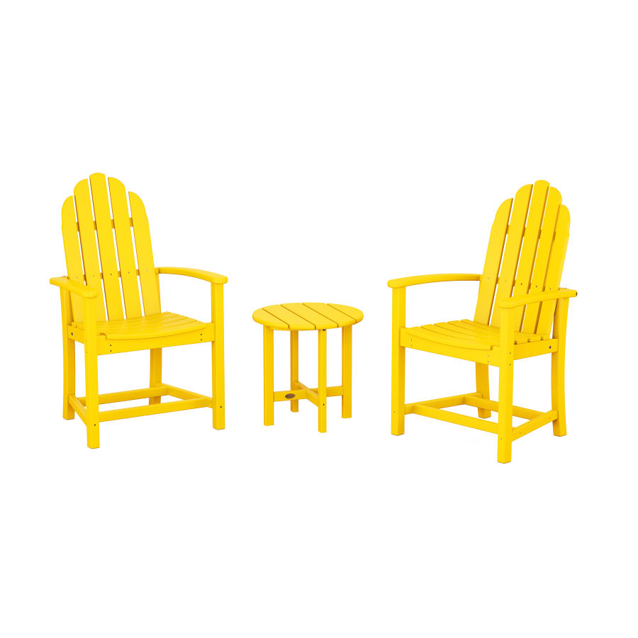 POLYWOOD Classic 3-Piece Upright Adirondack Chair Set in Lemon