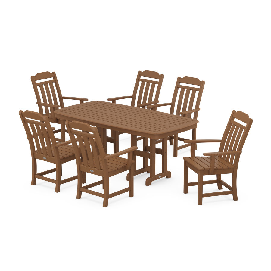 POLYWOOD Country Living Arm Chair 7-Piece Dining Set in Teak