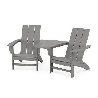 POLYWOOD Modern 3-Piece Adirondack Set with Angled Connecting Table