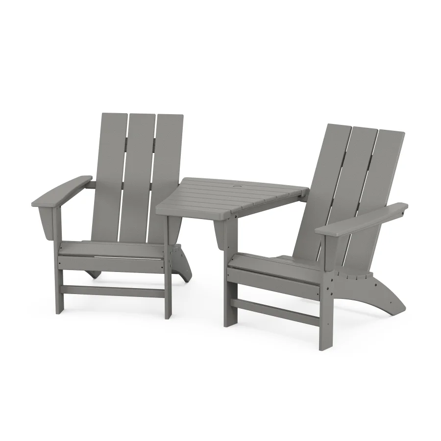 POLYWOOD Modern 3-Piece Adirondack Set with Angled Connecting Table