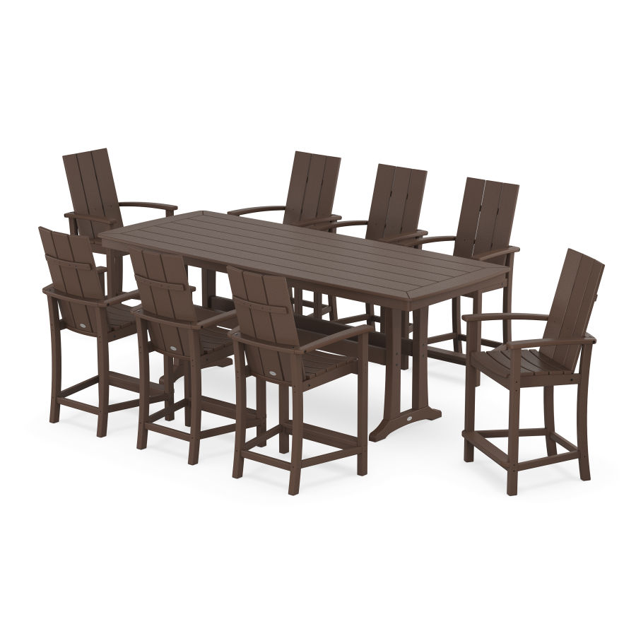 POLYWOOD Modern Adirondack 9-Piece Counter Set with Trestle Legs in Mahogany