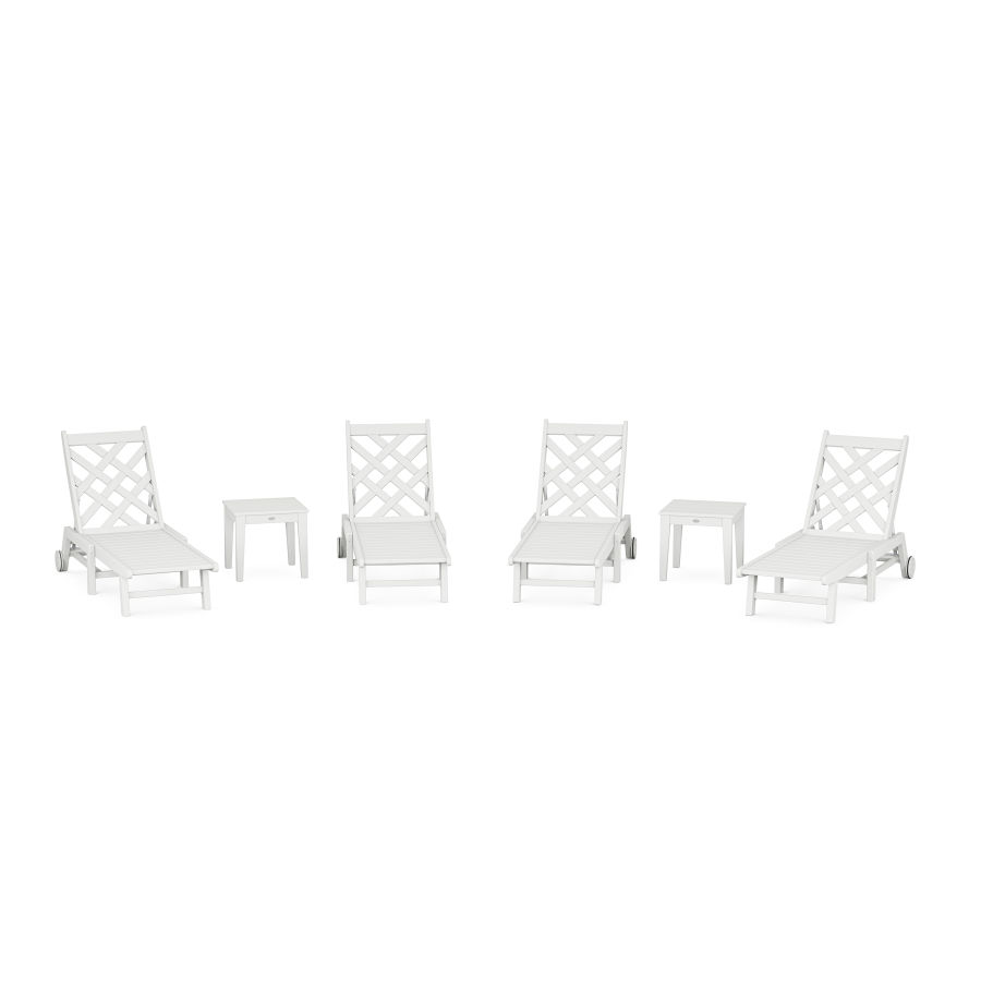 POLYWOOD Wovendale 6-Piece Chaise Set with Wheels in White