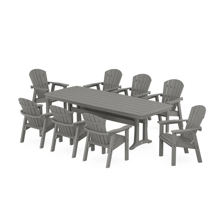 POLYWOOD Seashell 9-Piece Dining Set with Trestle Legs