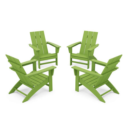 4-Piece Modern Adirondack Chair Conversation Set in Lime