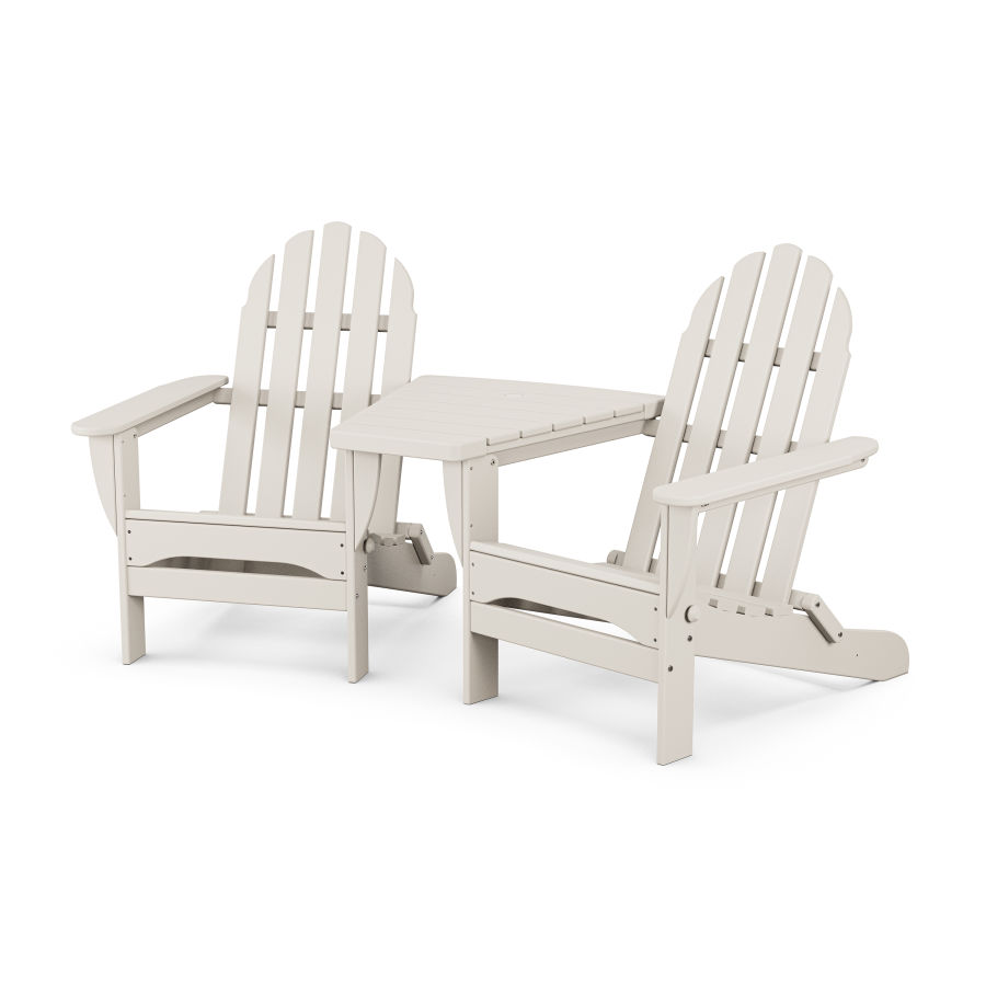 POLYWOOD Classic Folding Adirondacks with Connecting Table in Sand