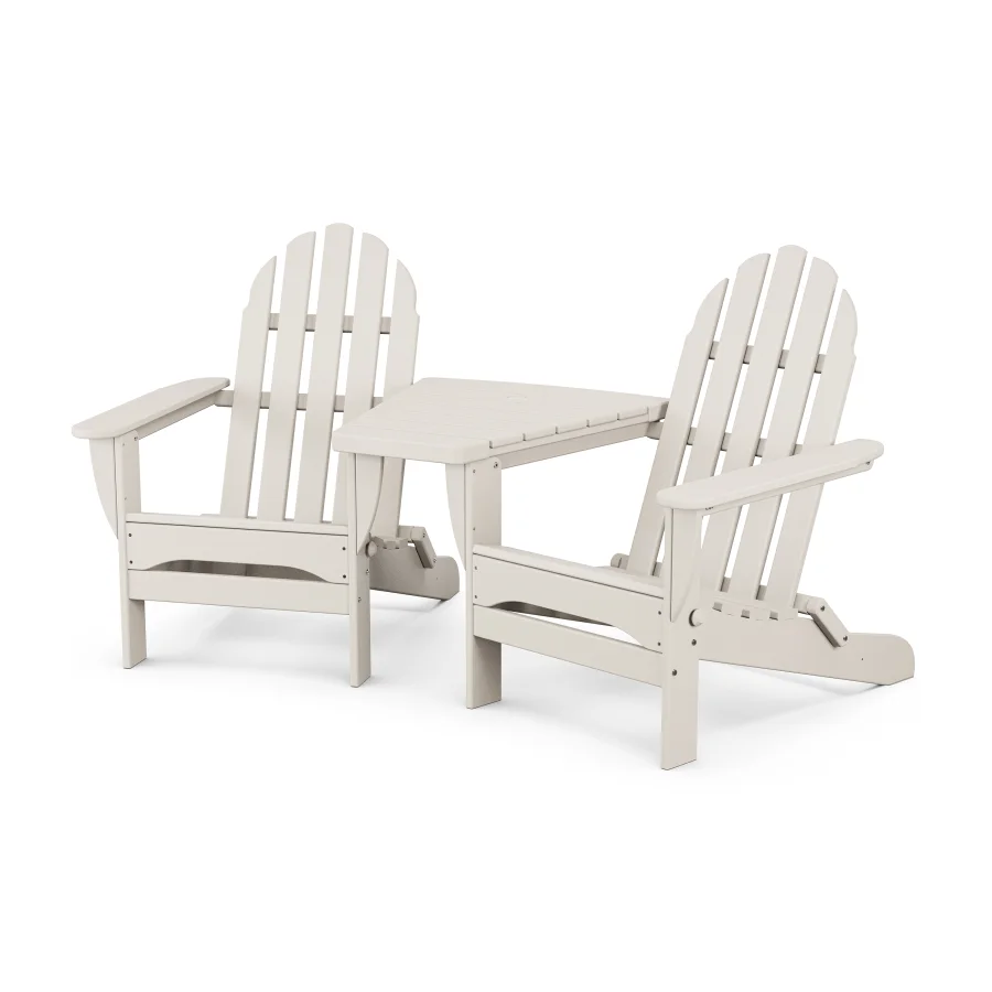 POLYWOOD Classic Folding Adirondacks with Connecting Table in Sand