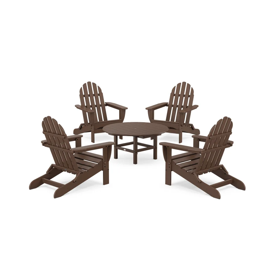 POLYWOOD Classic Folding Adirondack 5-Piece Conversation Group in Mahogany