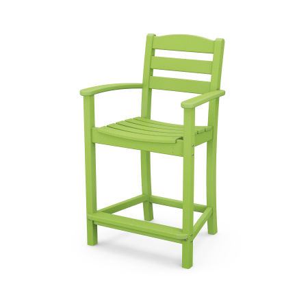 POLYWOOD La Casa Café Counter Arm Chair in Lime