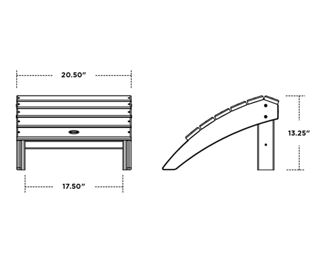 Dimensions for Vineyard Adirondack Ottoman