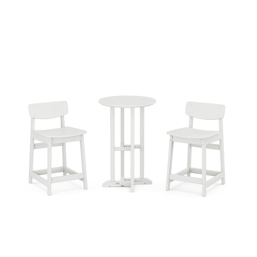 POLYWOOD Modern Studio Urban Lowback Counter Chair 3-Piece Bistro Set in White