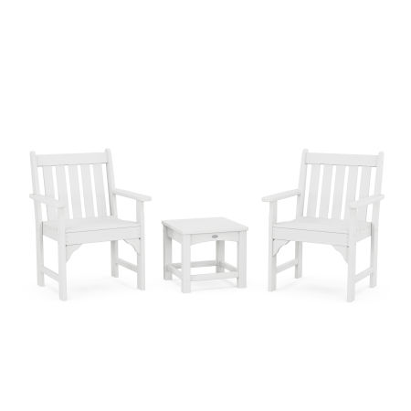 POLYWOOD Vineyard 3-Piece Garden Chair Set in White