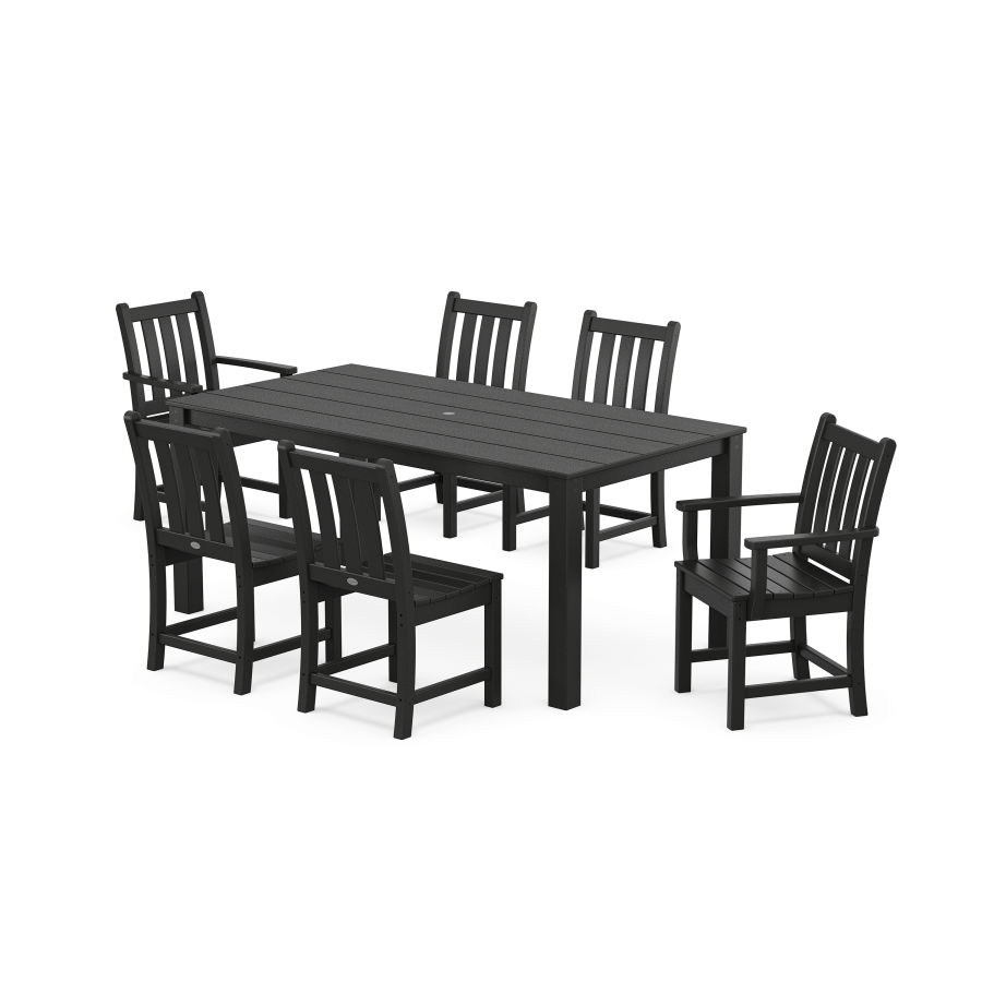 POLYWOOD Traditional Garden 7-Piece Parsons Dining Set in Black