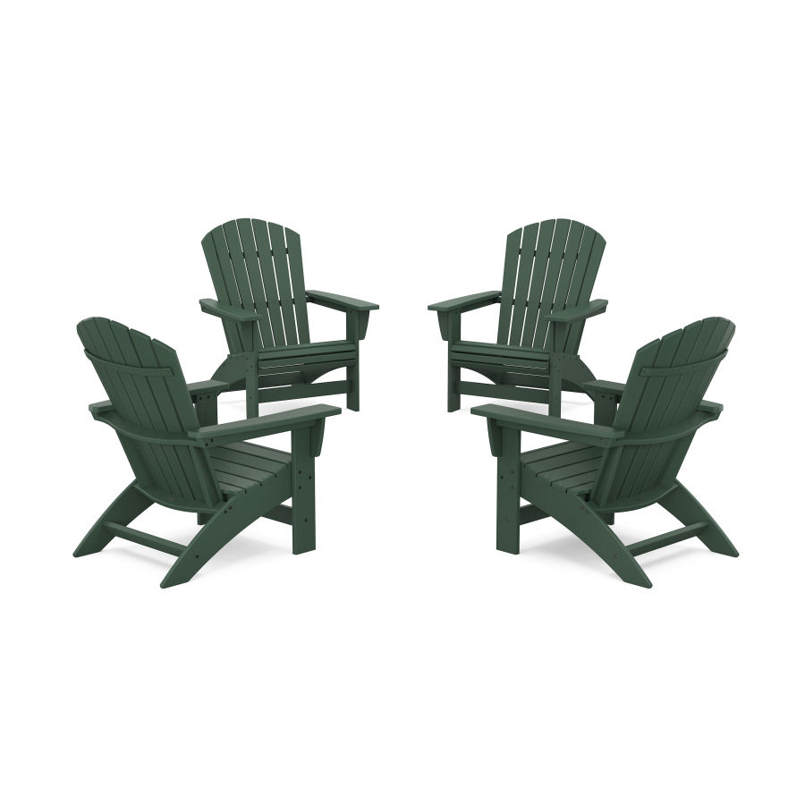 POLYWOOD 4-Piece Nautical Grand Adirondack Chair Conversation Set in Green