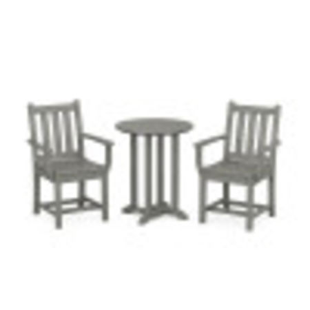 Traditional Garden 3-Piece Round Dining Set in Slate Grey