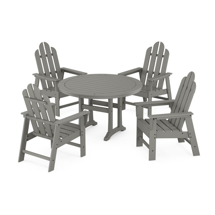 POLYWOOD Long Island 5-Piece Round Dining Set with Trestle Legs