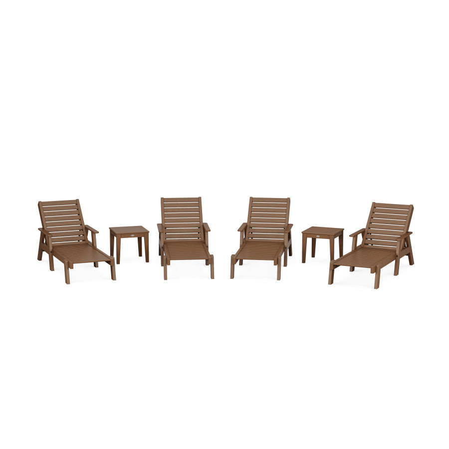 POLYWOOD Captain Chaise 6-Piece Set with Arms in Teak