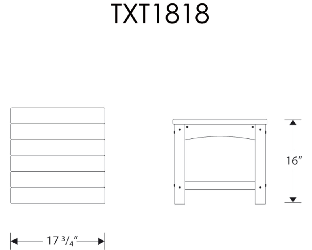 Dimensions for Rockport Club 18" Side Table