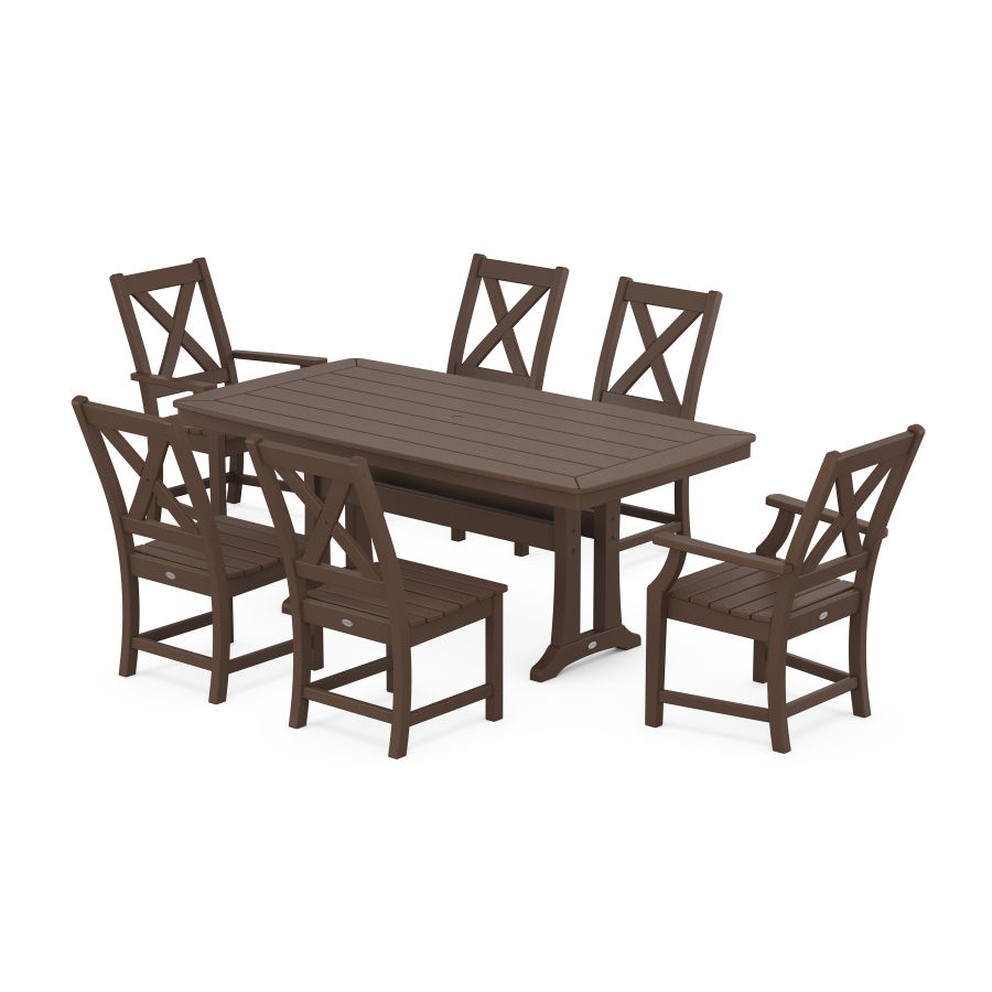 POLYWOOD Braxton 7-Piece Dining Set with Trestle Legs in Mahogany