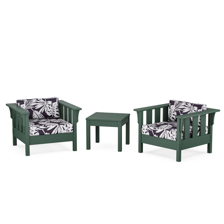 POLYWOOD Acadia 3-Piece Deep Seating Set in Green / Leaf Navy