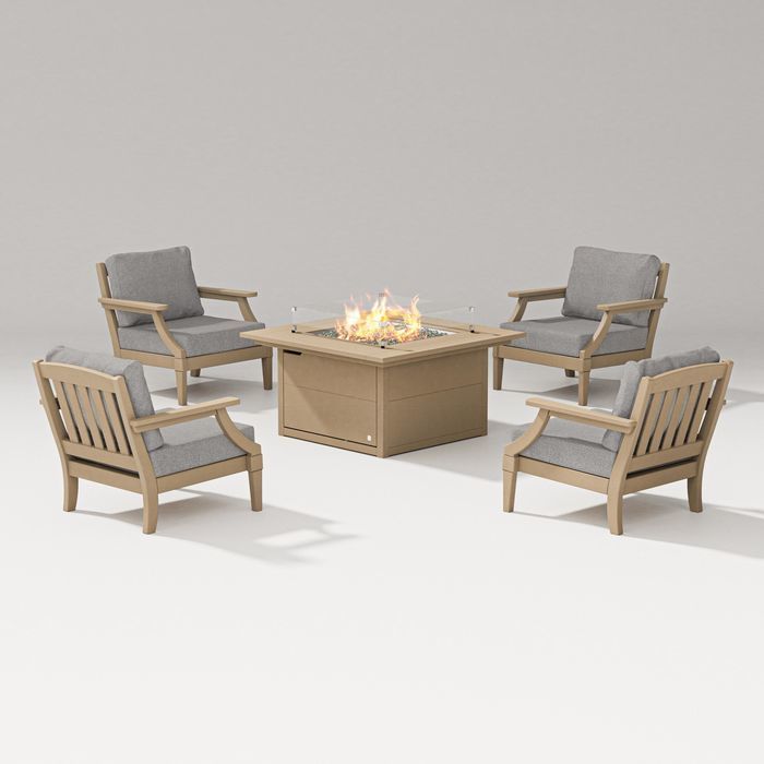 POLYWOOD Estate 5-Piece Lounge Fire Table Set