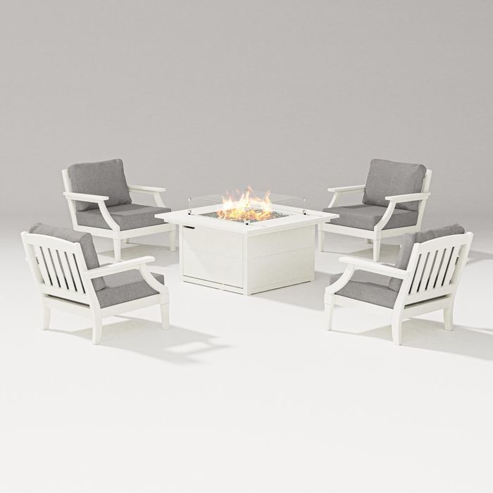 POLYWOOD Estate 5-Piece Lounge Fire Table Set