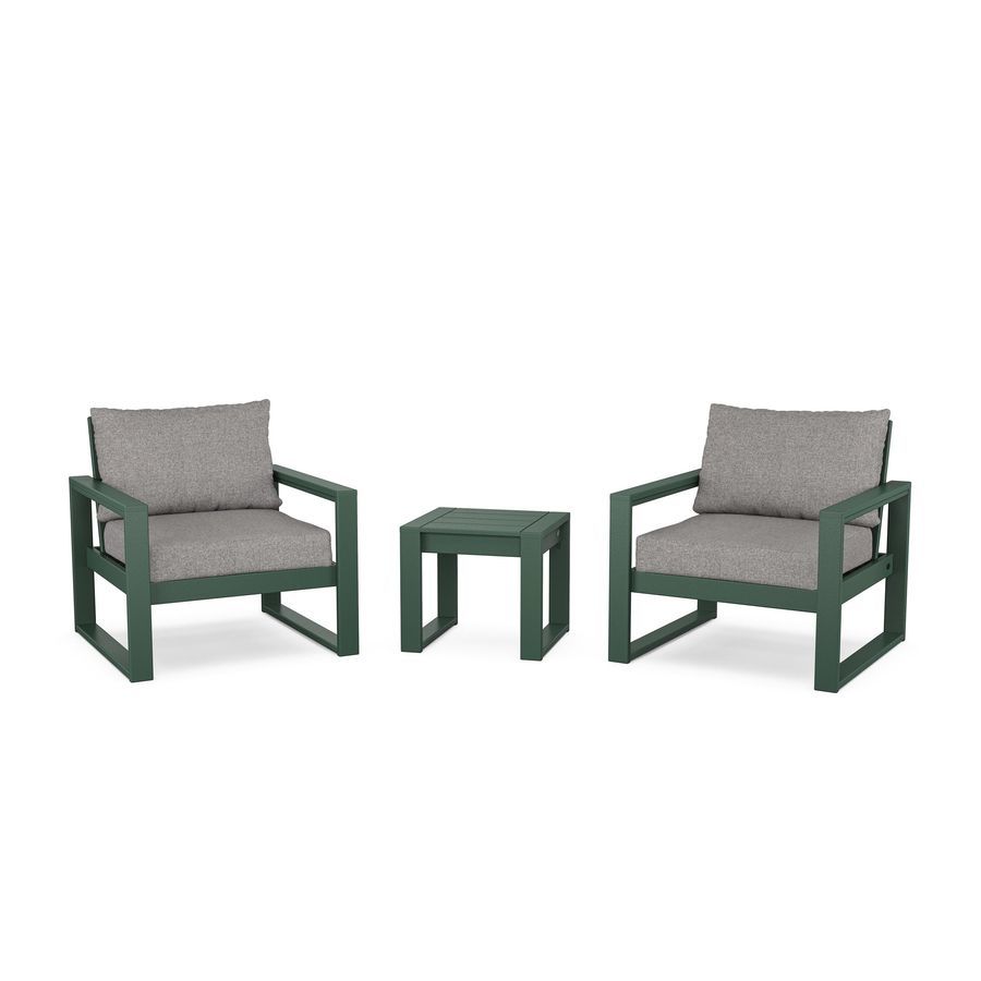 POLYWOOD EDGE Sectional 3-Piece Deep Seating Set in Green / Grey Mist