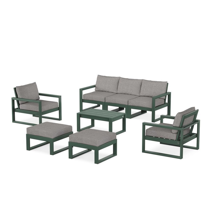 POLYWOOD EDGE Sectional 8-Piece Lounge Sofa Set in Green / Grey Mist