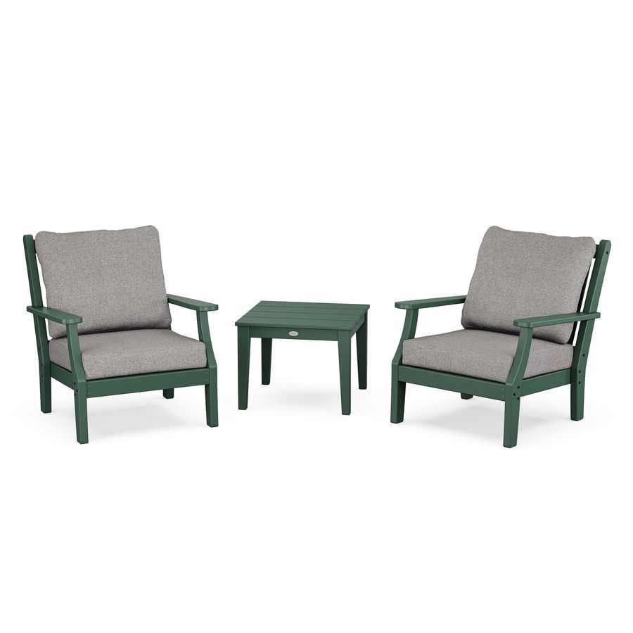 POLYWOOD Wovendale 3-Piece Deep Seating Set in Green / Grey Mist