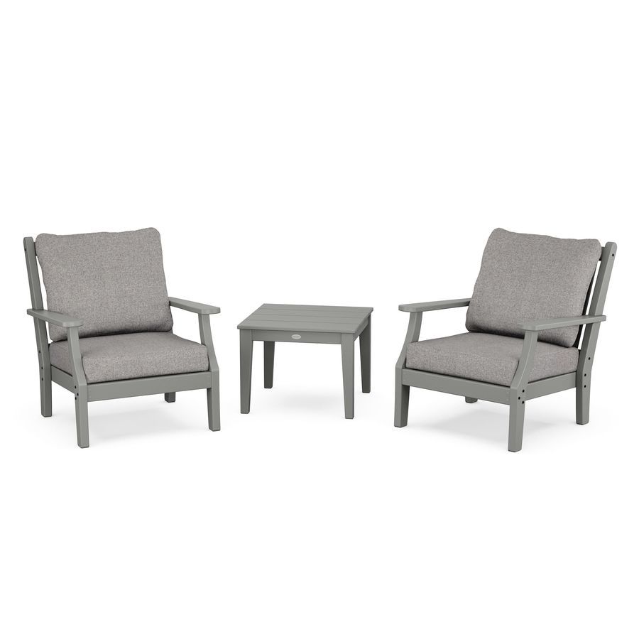 POLYWOOD Wovendale 3-Piece Deep Seating Set in Slate Grey / Grey Mist