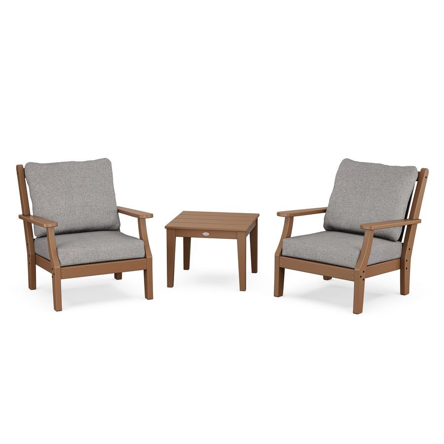 POLYWOOD Wovendale 3-Piece Deep Seating Set in Teak / Grey Mist