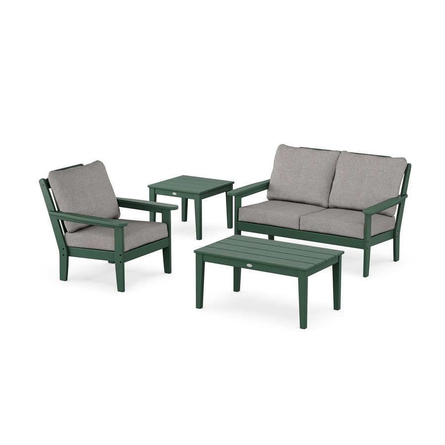 POLYWOOD Wovendale 4-Piece Deep Seating Set in Green / Grey Mist