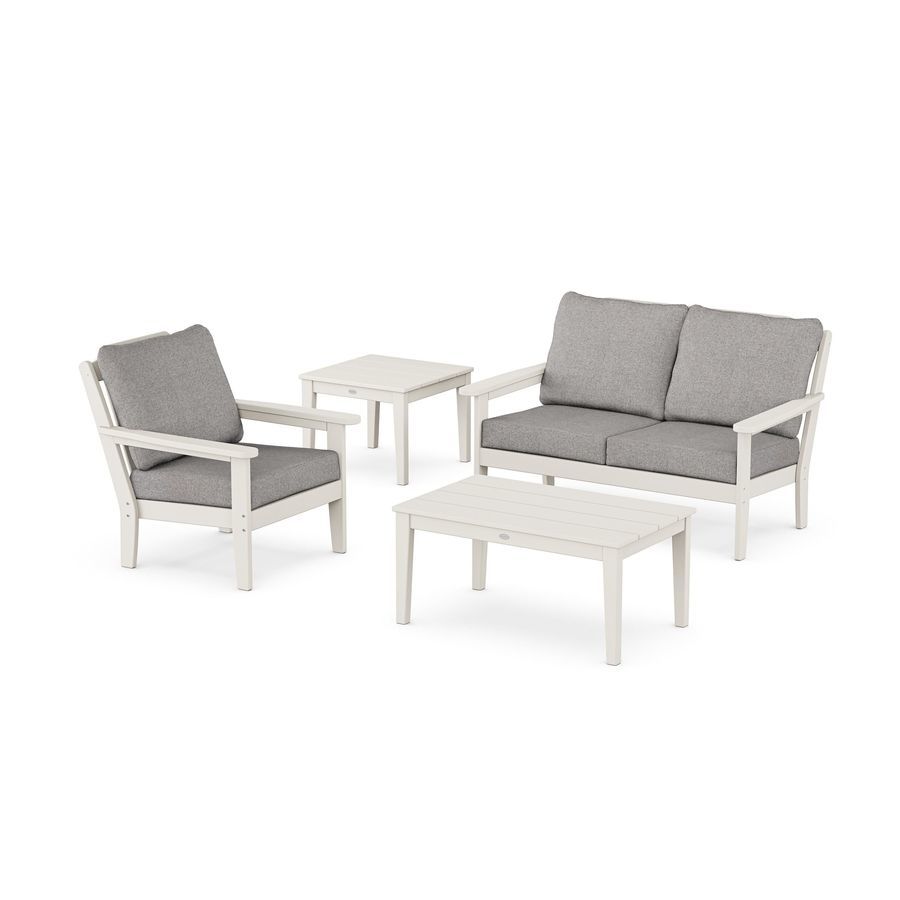 POLYWOOD Wovendale 4-Piece Deep Seating Set in Sand / Grey Mist