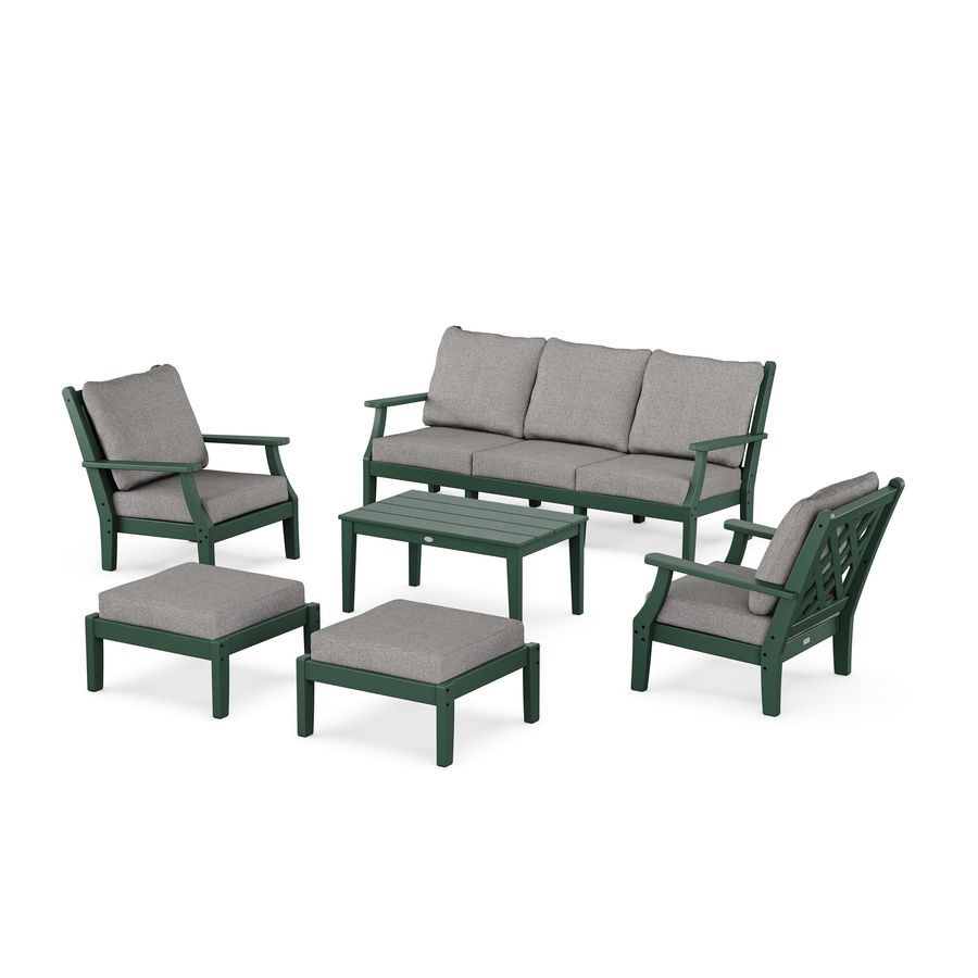 POLYWOOD Wovendale 6-Piece Lounge Sofa Set in Green / Grey Mist