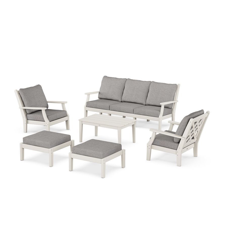 POLYWOOD Wovendale 6-Piece Lounge Sofa Set in Sand / Grey Mist