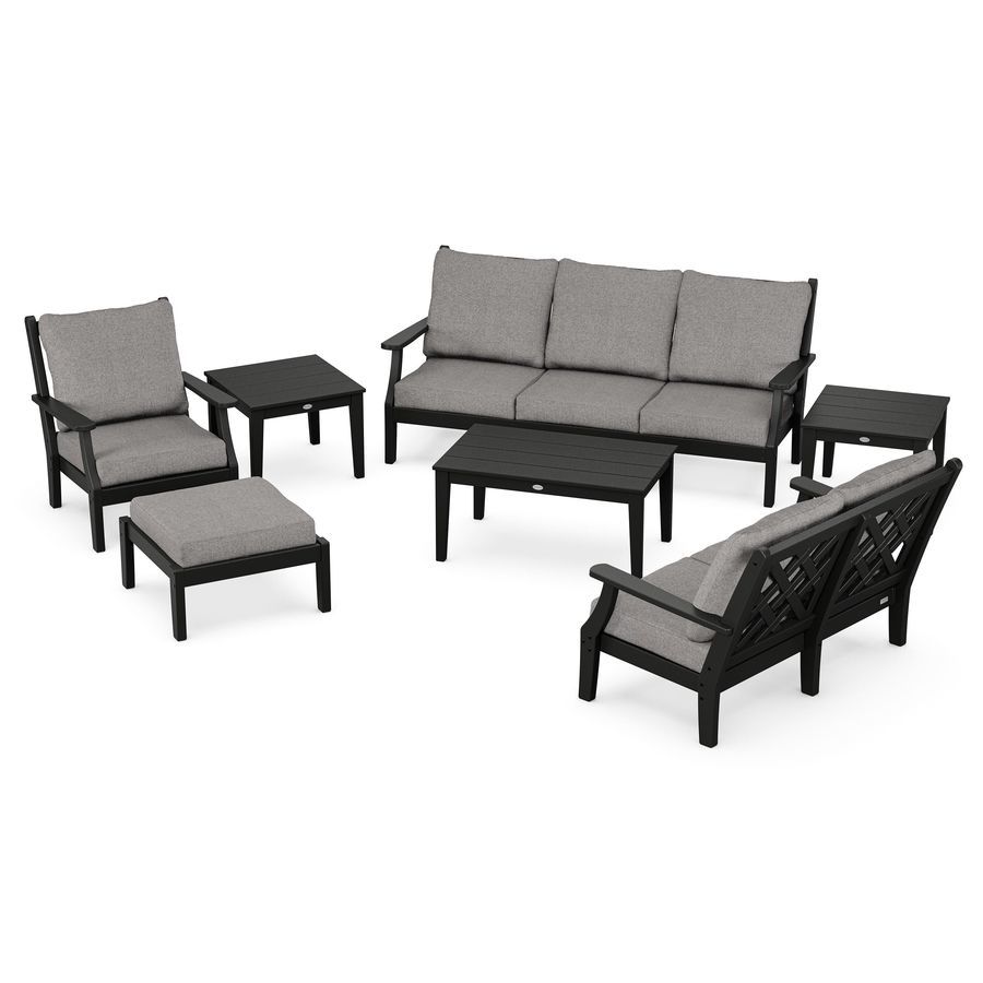 POLYWOOD Wovendale 7-Piece Deep Seating Set in Black / Grey Mist