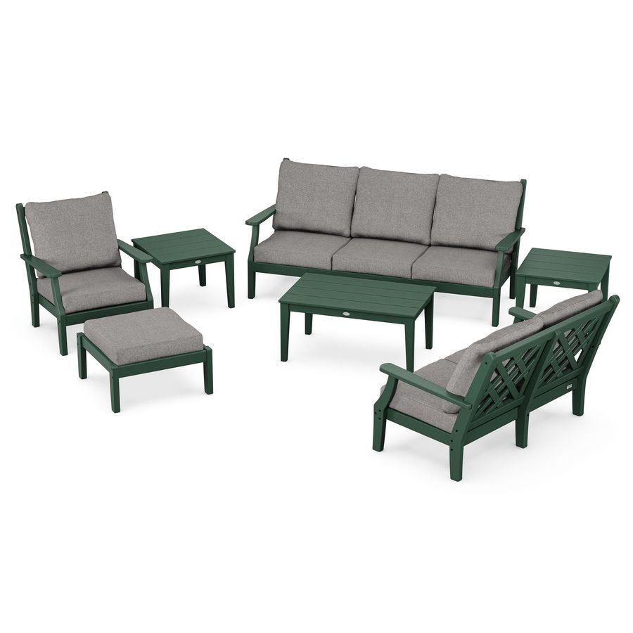 POLYWOOD Wovendale 7-Piece Deep Seating Set in Green / Grey Mist